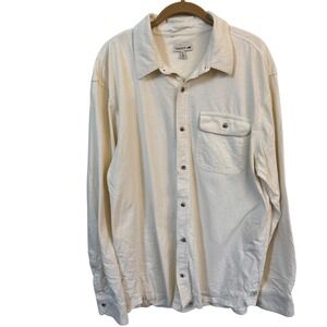 Toad & Co Mens Honcho‎ Button Down Flannel Shirt Cream Sz XL Neutral Minimalist